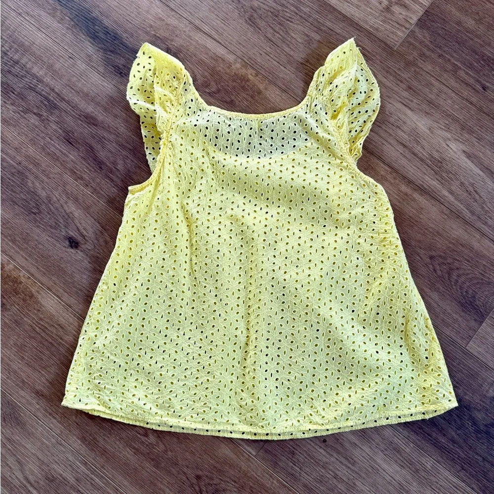 Necessary Objects Yellow Eyelet Babydoll Top Size L